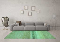 Machine Washable Abstract Turquoise Modern Area Rugs in a Living Room,, wshabs5524turq
