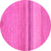 Round Machine Washable Abstract Pink Modern Rug, wshabs5524pnk