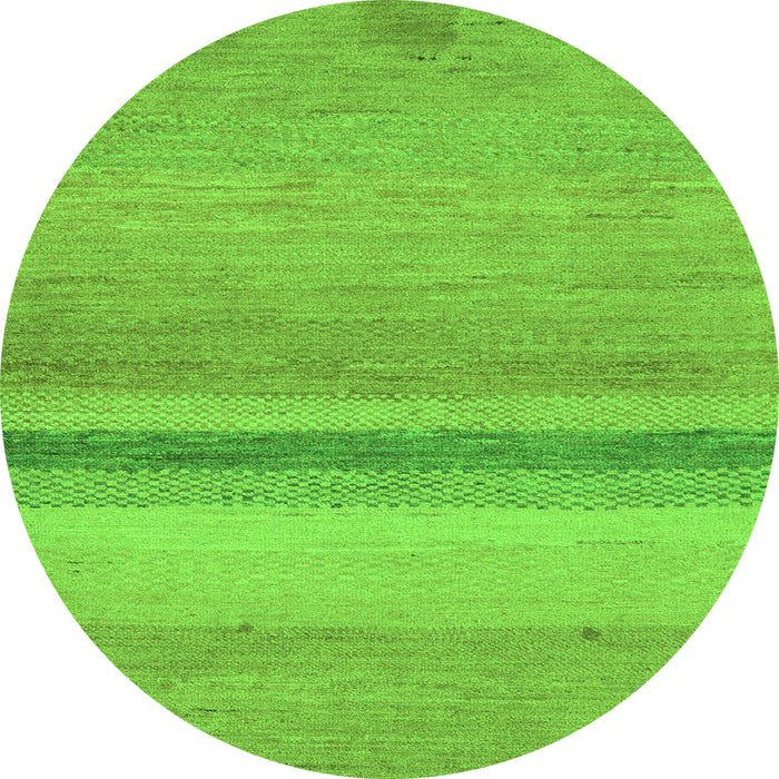 Round Machine Washable Abstract Green Modern Area Rugs, wshabs5524grn