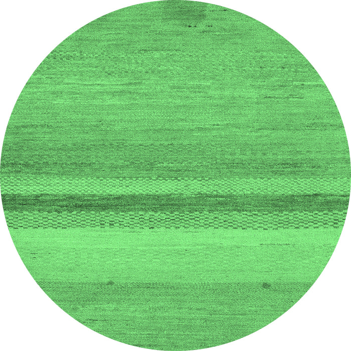 Round Machine Washable Abstract Emerald Green Modern Area Rugs, wshabs5524emgrn