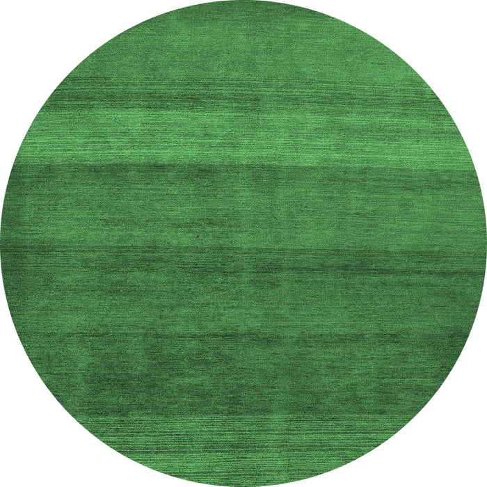 Round Machine Washable Abstract Emerald Green Modern Area Rugs, wshabs5525emgrn