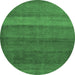 Round Machine Washable Abstract Emerald Green Modern Area Rugs, wshabs5525emgrn