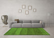 Machine Washable Abstract Green Modern Area Rugs in a Living Room,, wshabs5525grn