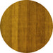 Round Abstract Yellow Modern Rug, abs5525yw