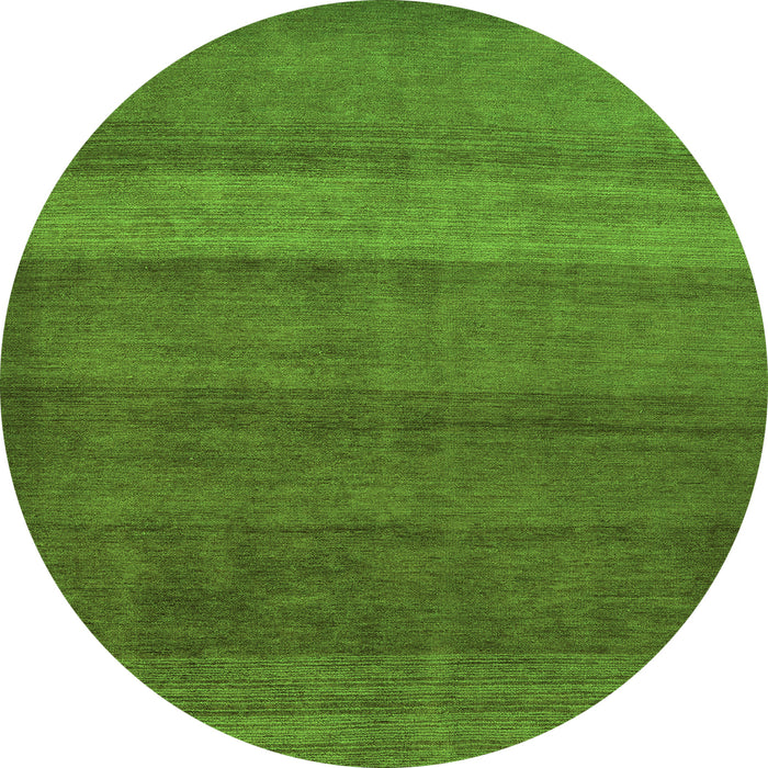 Round Machine Washable Abstract Green Modern Area Rugs, wshabs5525grn