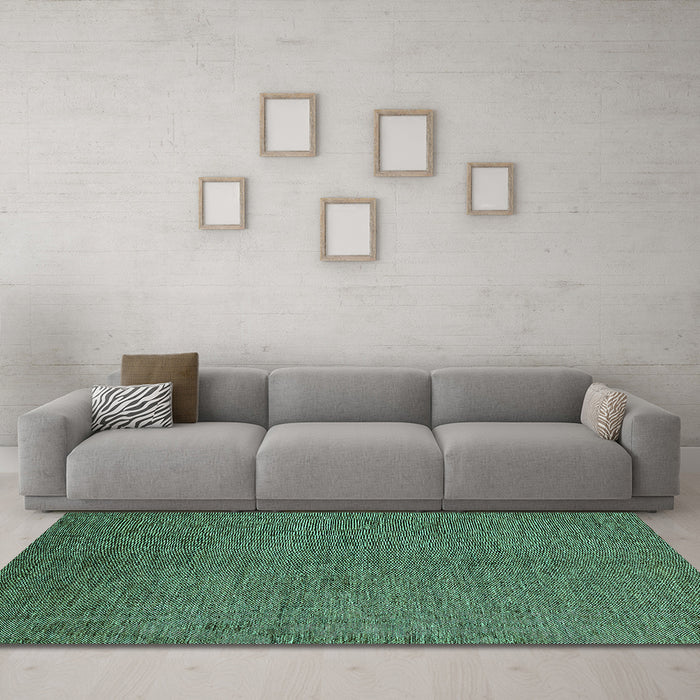 Machine Washable Abstract Turquoise Modern Area Rugs in a Living Room,, wshabs5526turq