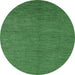 Round Machine Washable Abstract Emerald Green Modern Area Rugs, wshabs5526emgrn