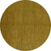 Round Abstract Yellow Modern Rug, abs5526yw