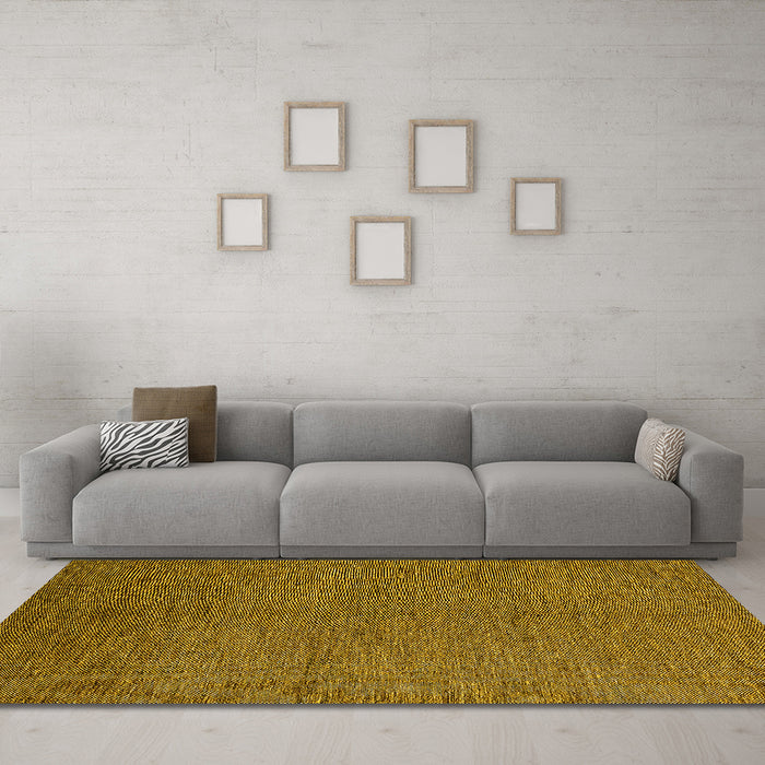 Machine Washable Abstract Yellow Modern Rug in a Living Room, wshabs5526yw