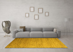 Machine Washable Abstract Yellow Modern Rug in a Living Room, wshabs5527yw