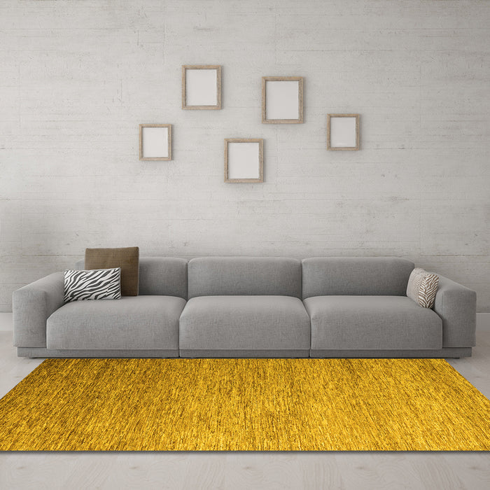 Machine Washable Abstract Yellow Modern Rug in a Living Room, wshabs5527yw