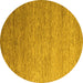 Round Abstract Yellow Modern Rug, abs5527yw