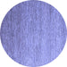 Round Abstract Blue Modern Rug, abs5527blu