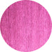 Round Machine Washable Abstract Pink Modern Rug, wshabs5527pnk