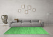 Machine Washable Abstract Emerald Green Modern Area Rugs in a Living Room,, wshabs5527emgrn