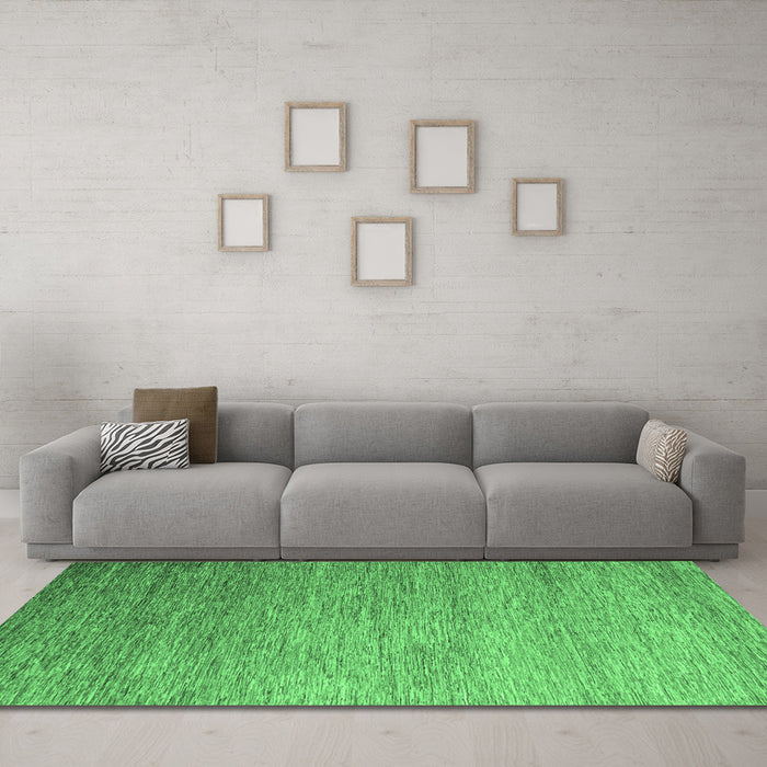 Machine Washable Abstract Emerald Green Modern Area Rugs in a Living Room,, wshabs5527emgrn