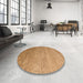 Round Machine Washable Abstract Orange Rug in a Office, wshabs5527
