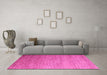 Machine Washable Abstract Pink Modern Rug in a Living Room, wshabs5527pnk