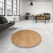 Round Abstract Orange Modern Rug in a Office, abs5527