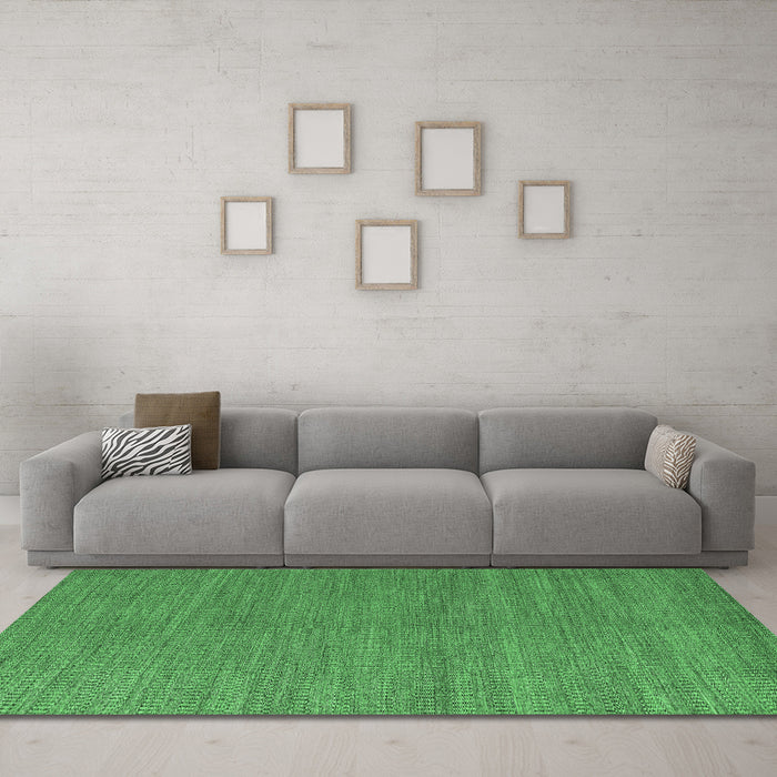 Machine Washable Abstract Emerald Green Modern Area Rugs in a Living Room,, wshabs5528emgrn