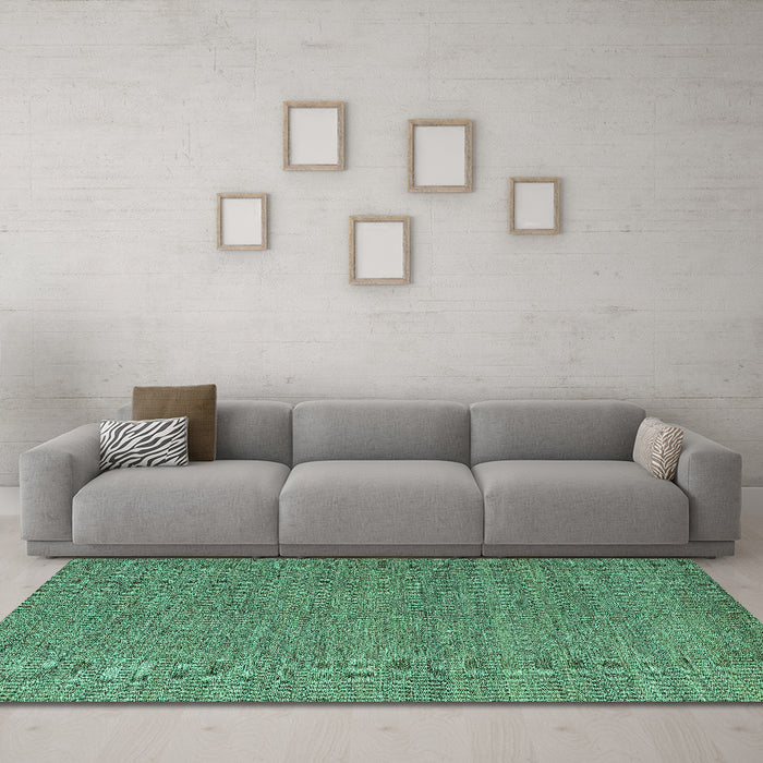 Machine Washable Abstract Turquoise Modern Area Rugs in a Living Room,, wshabs5528turq