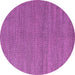 Round Machine Washable Abstract Purple Modern Area Rugs, wshabs5528pur