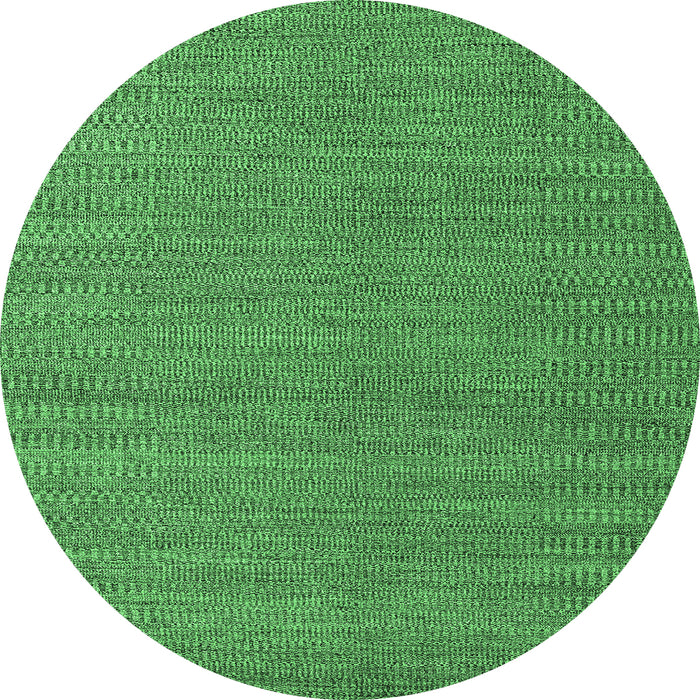 Round Machine Washable Abstract Emerald Green Modern Area Rugs, wshabs5528emgrn