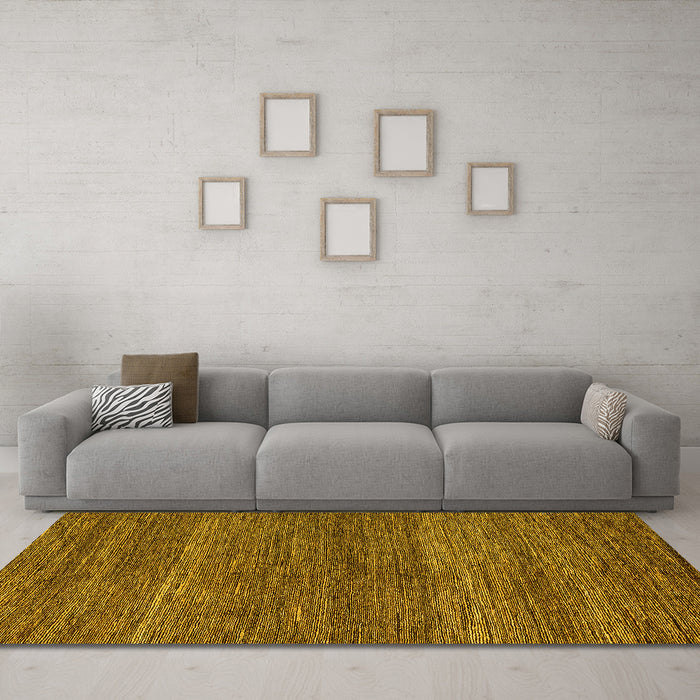 Machine Washable Abstract Yellow Modern Rug in a Living Room, wshabs5529yw