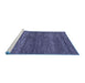 Sideview of Machine Washable Abstract Blue Modern Rug, wshabs5529blu