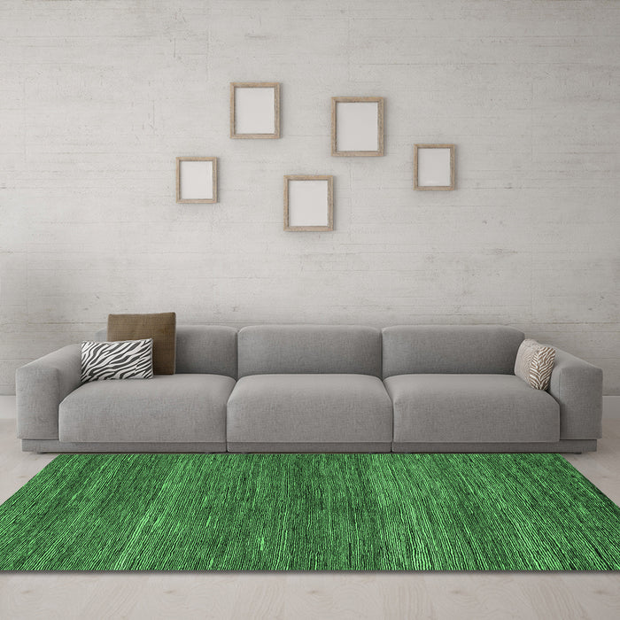 Machine Washable Abstract Emerald Green Modern Area Rugs in a Living Room,, wshabs5529emgrn