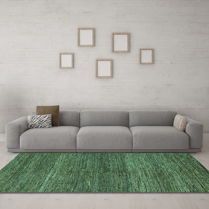 Machine Washable Abstract Turquoise Modern Area Rugs in a Living Room,, wshabs5529turq