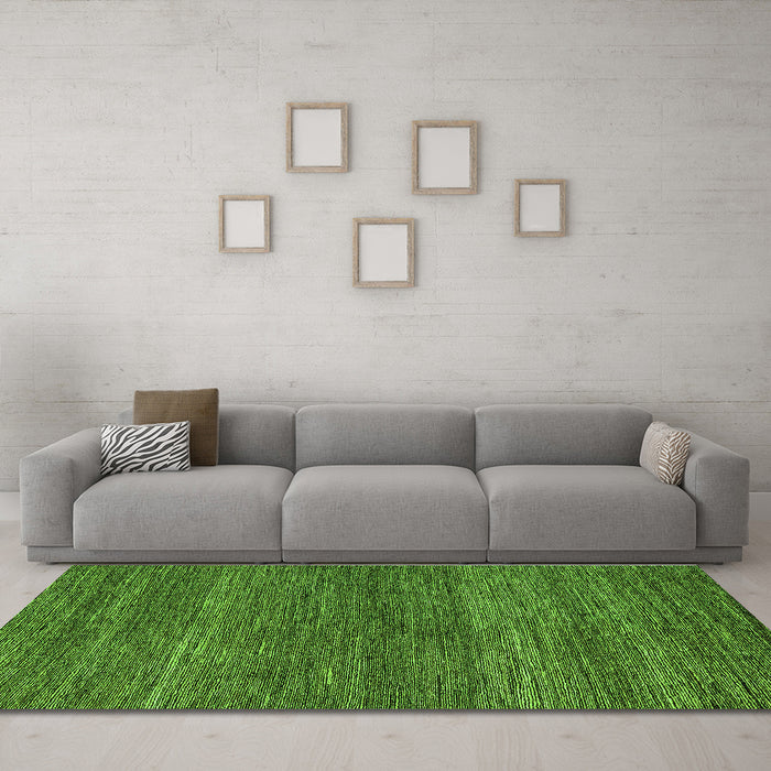Machine Washable Abstract Green Modern Area Rugs in a Living Room,, wshabs5529grn
