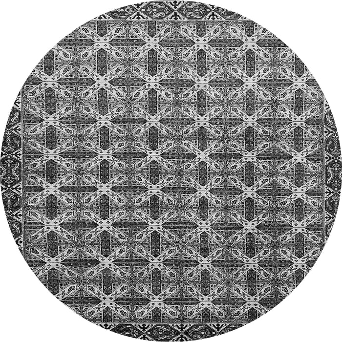 Round Machine Washable Abstract Gray Modern Rug, wshabs552gry