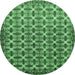 Round Abstract Emerald Green Modern Rug, abs552emgrn