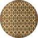 Round Abstract Brown Modern Rug, abs552brn