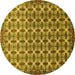 Round Machine Washable Abstract Yellow Modern Rug, wshabs552yw