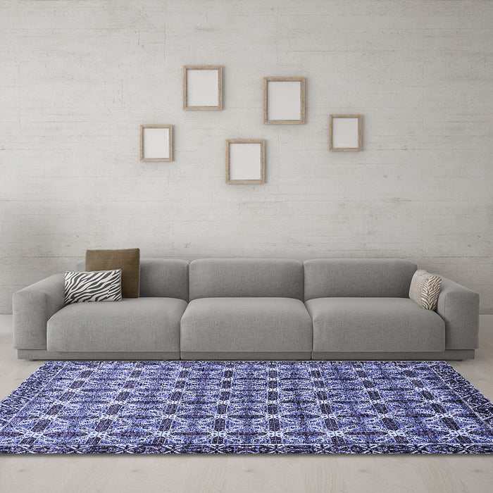 Machine Washable Abstract Blue Modern Rug in a Living Room, wshabs552blu