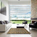 Square Abstract Bakers Brown Modern Rug in a Living Room, abs552