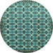 Round Abstract Light Blue Modern Rug, abs552lblu