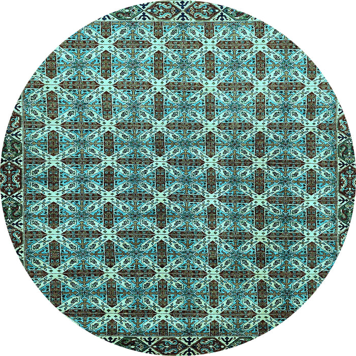 Round Machine Washable Abstract Light Blue Modern Rug, wshabs552lblu