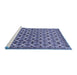 Sideview of Machine Washable Abstract Blue Modern Rug, wshabs552blu