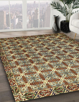 Machine Washable Abstract Bakers Brown Rug in a Family Room, wshabs552