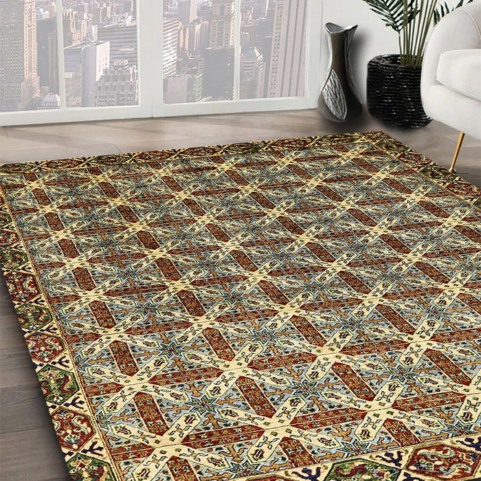 Machine Washable Abstract Bakers Brown Rug in a Family Room, wshabs552