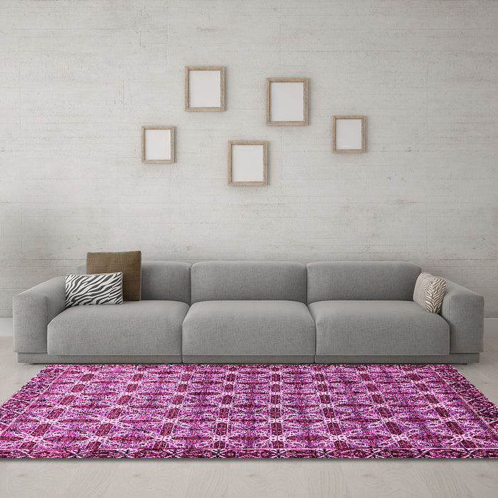 Machine Washable Abstract Pink Modern Rug in a Living Room, wshabs552pnk