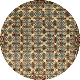 Round Machine Washable Abstract Bakers Brown Rug, wshabs552