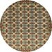 Round Machine Washable Abstract Bakers Brown Rug, wshabs552