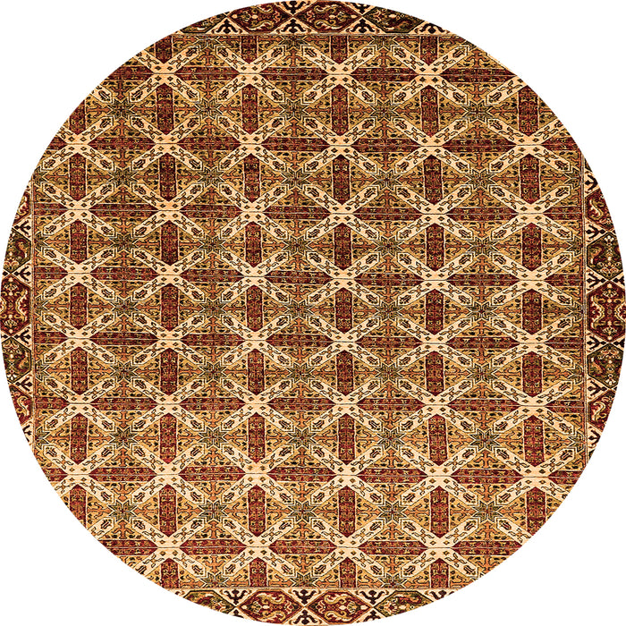 Round Machine Washable Abstract Orange Modern Area Rugs, wshabs552org