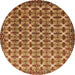 Round Machine Washable Abstract Orange Modern Area Rugs, wshabs552org