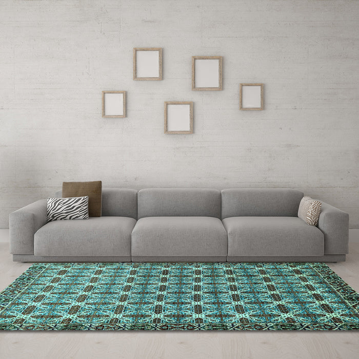 Machine Washable Abstract Light Blue Modern Rug in a Living Room, wshabs552lblu