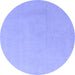 Round Machine Washable Solid Blue Modern Rug, wshabs5530blu